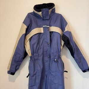 Vintage Marker Ski Suit Women’s Size 10 One-Piece Purple Cream Black 90s Retro